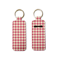 Houndstooth Lip Balm Pouch Keychain