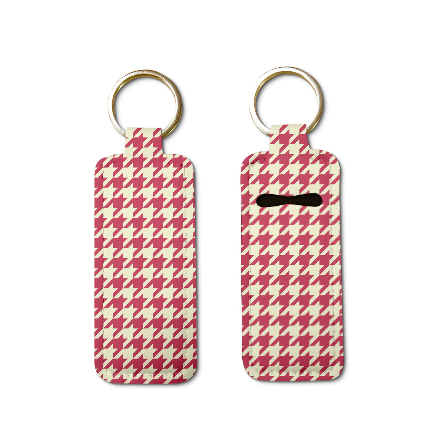 Black Sorority Houndstooth Lip Balm Pouch Keychain