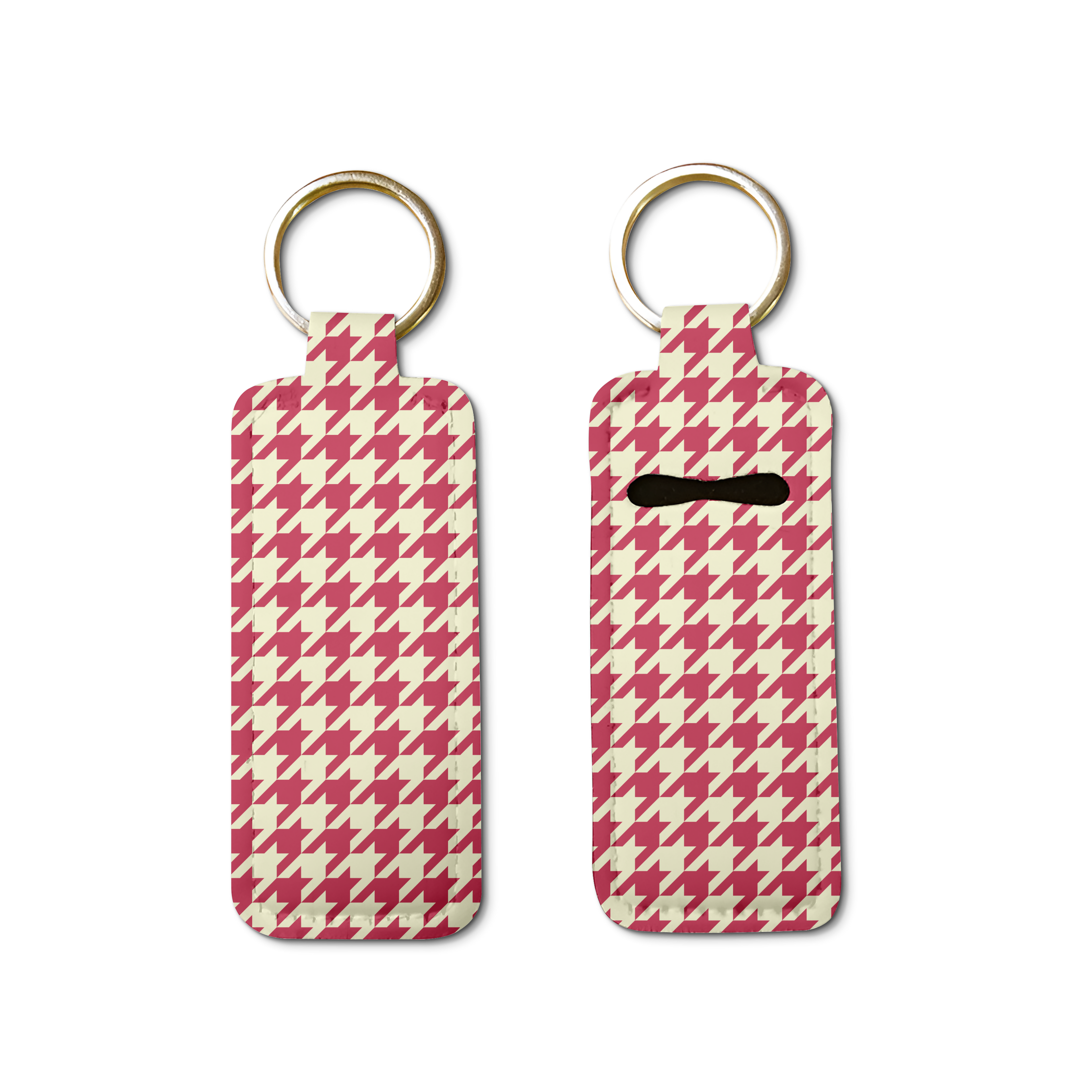 Houndstooth Lip Balm Pouch Keychain