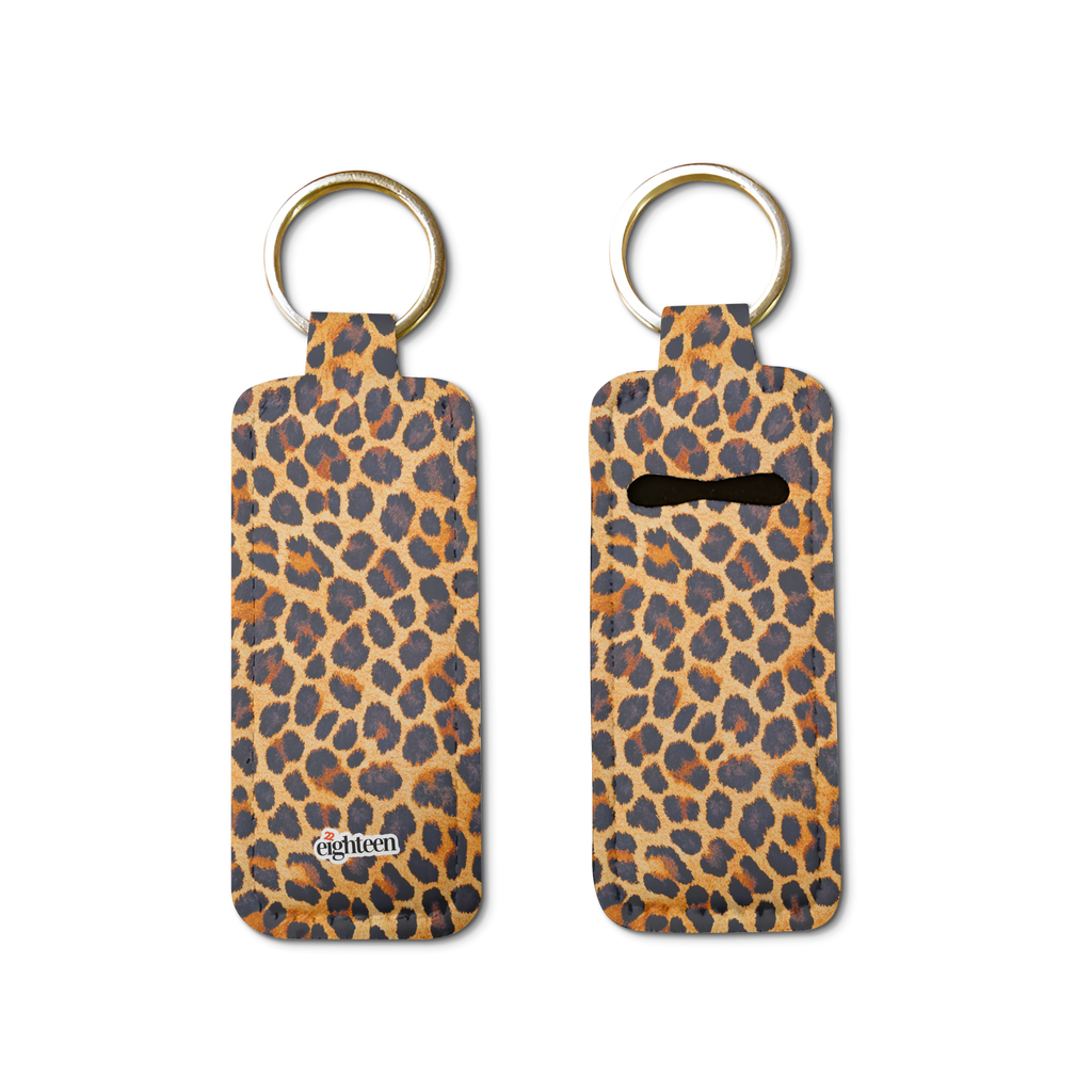 Lux Leopard Lip Balm Pouch Keychain