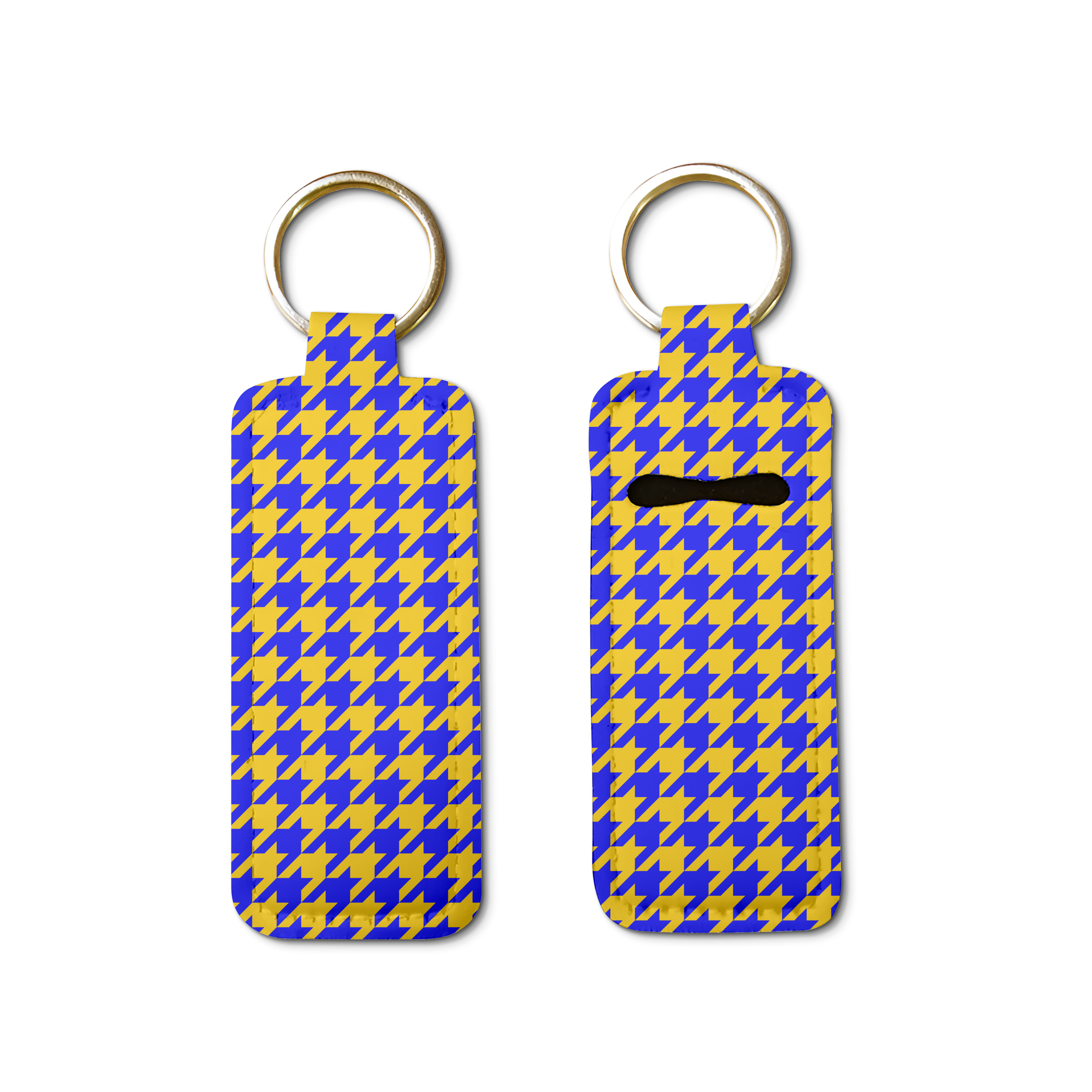 Houndstooth Lip Balm Pouch Keychain
