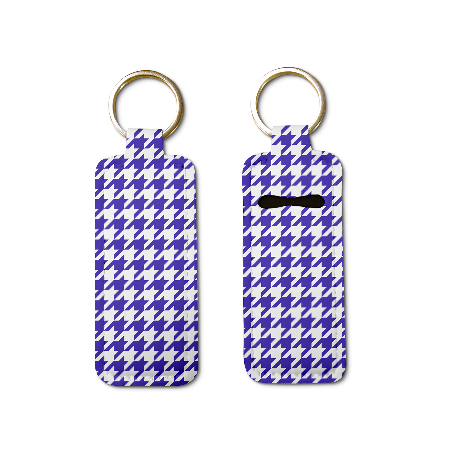 Black Sorority Houndstooth Lip Balm Pouch Keychain