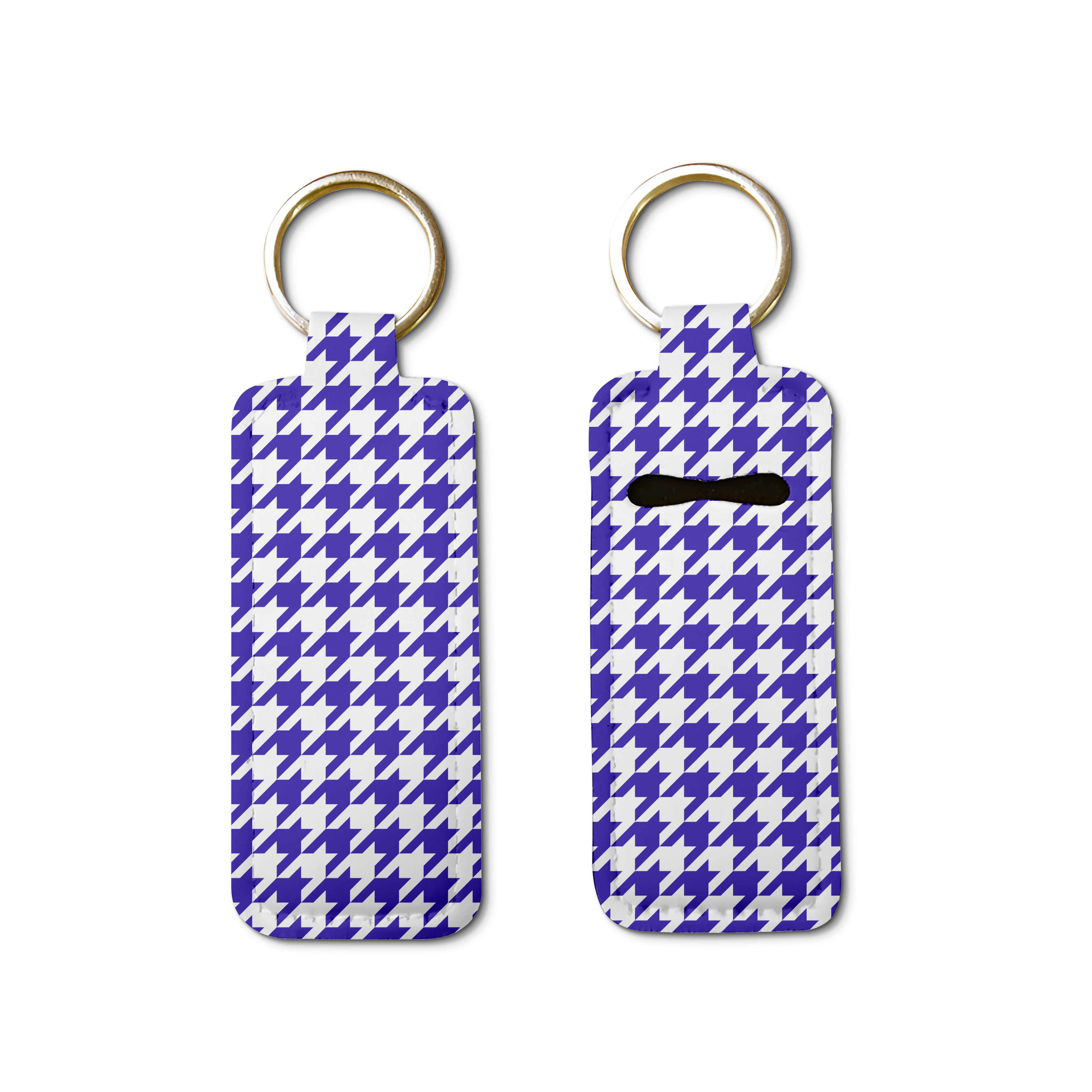 Houndstooth Lip Balm Pouch Keychain